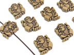 10 Beads - Reversible Light weight acrylic antiqued brown color Ganesha beads - BD661s