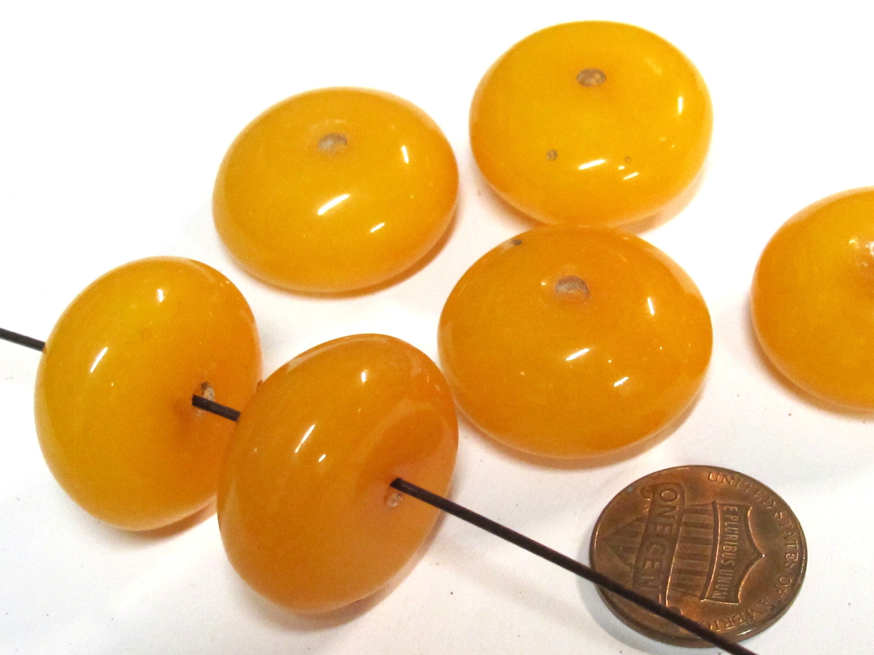 4 beads - Tibetn resin beads Large wide disc shape light weight Tibetan resin beads 23 - 25 mm wide - BD406K