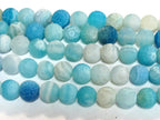 10 BEADS - Fire agate cool blue dragon veins gemstone beads 10 mm - GM353
