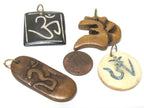 4 bone pendants - Nepal om bone pendants recycled cattle bone pendant charms yoga bag accessories Nepal wholesale lot PB079K
