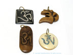 4 bone pendants - Nepal om bone pendants recycled cattle bone pendant charms yoga bag accessories Nepal wholesale lot PB079K