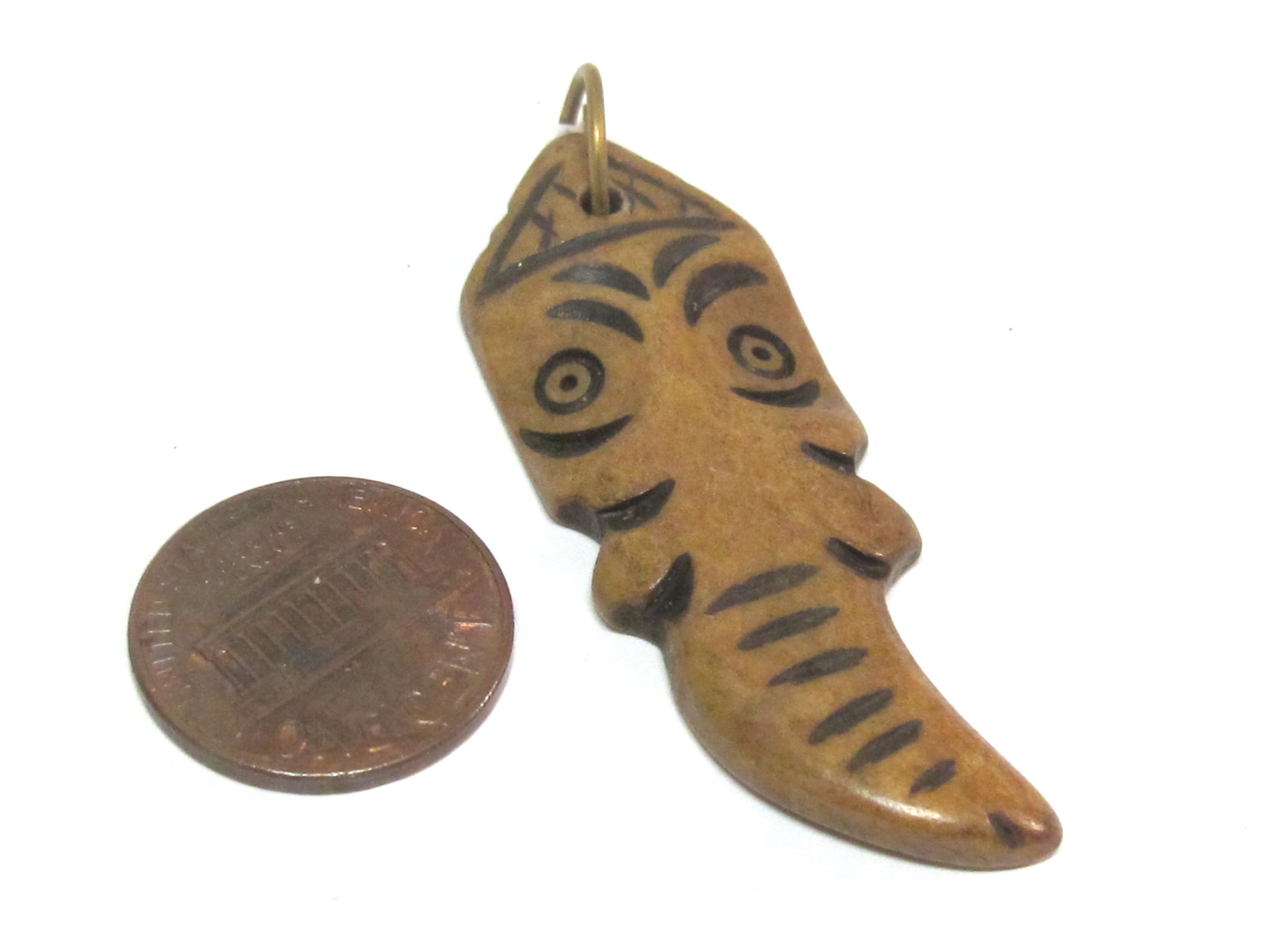 1 Pendant - Ganesha intricately carved recycled cattle recycled cattle bone pendant - PB083K