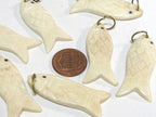 1 pendant - Tibetan recycled cattle recycled cattle bone carved fish design charm pendant from Nepal - PB074K