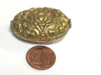 1 Bead Tibetan bead nepal bead tibet bead Large oval shape Tibetan repousse antiqued golden finish Lotus floral design brass bead - BD641K