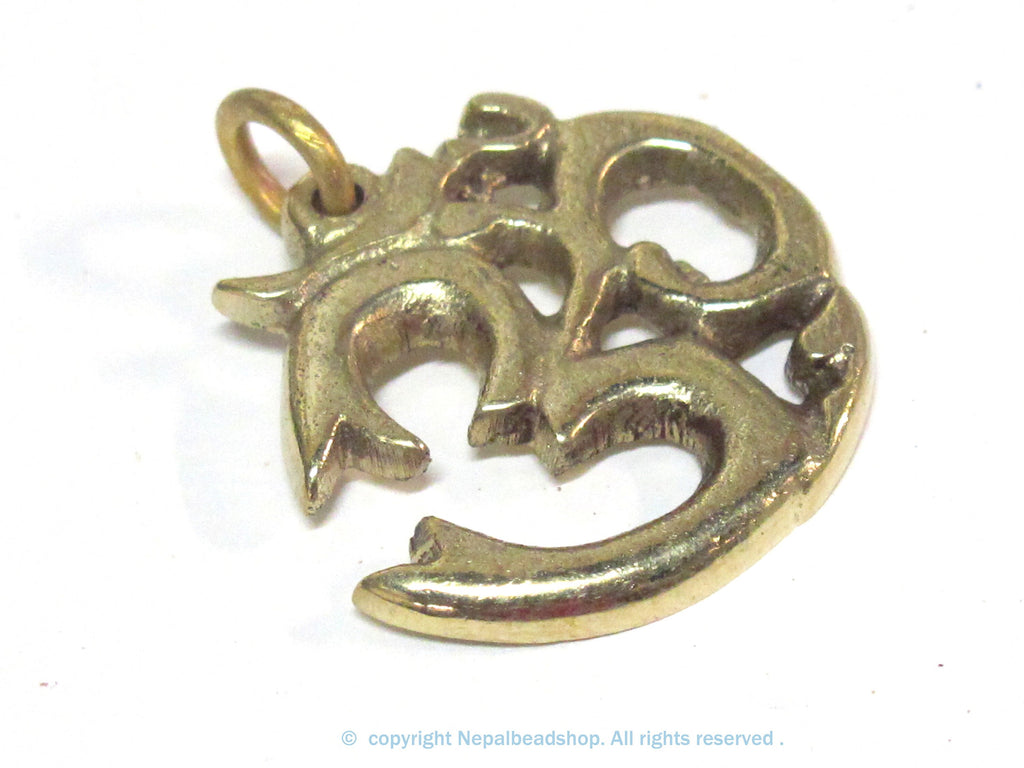 1 Pendant - Tibetan Brass Om pendant from Nepal - CP028K