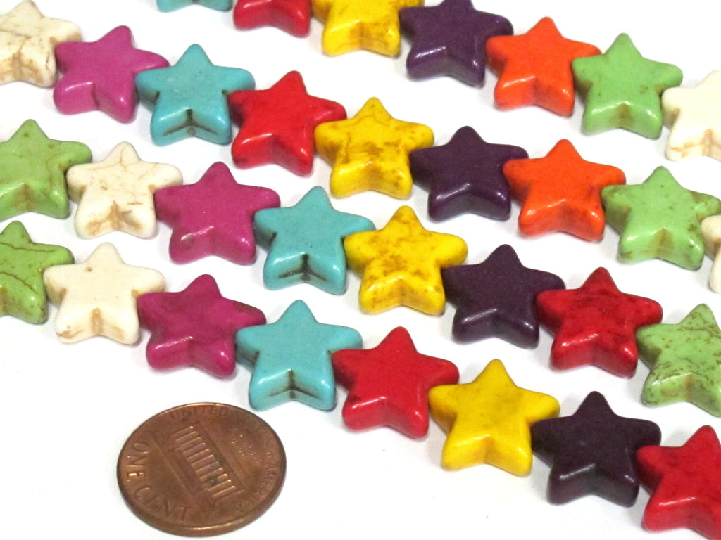 Star beads 1 Full strand - 30 beads mix colors Star shape howlite beads 15 inches strand - GM183R