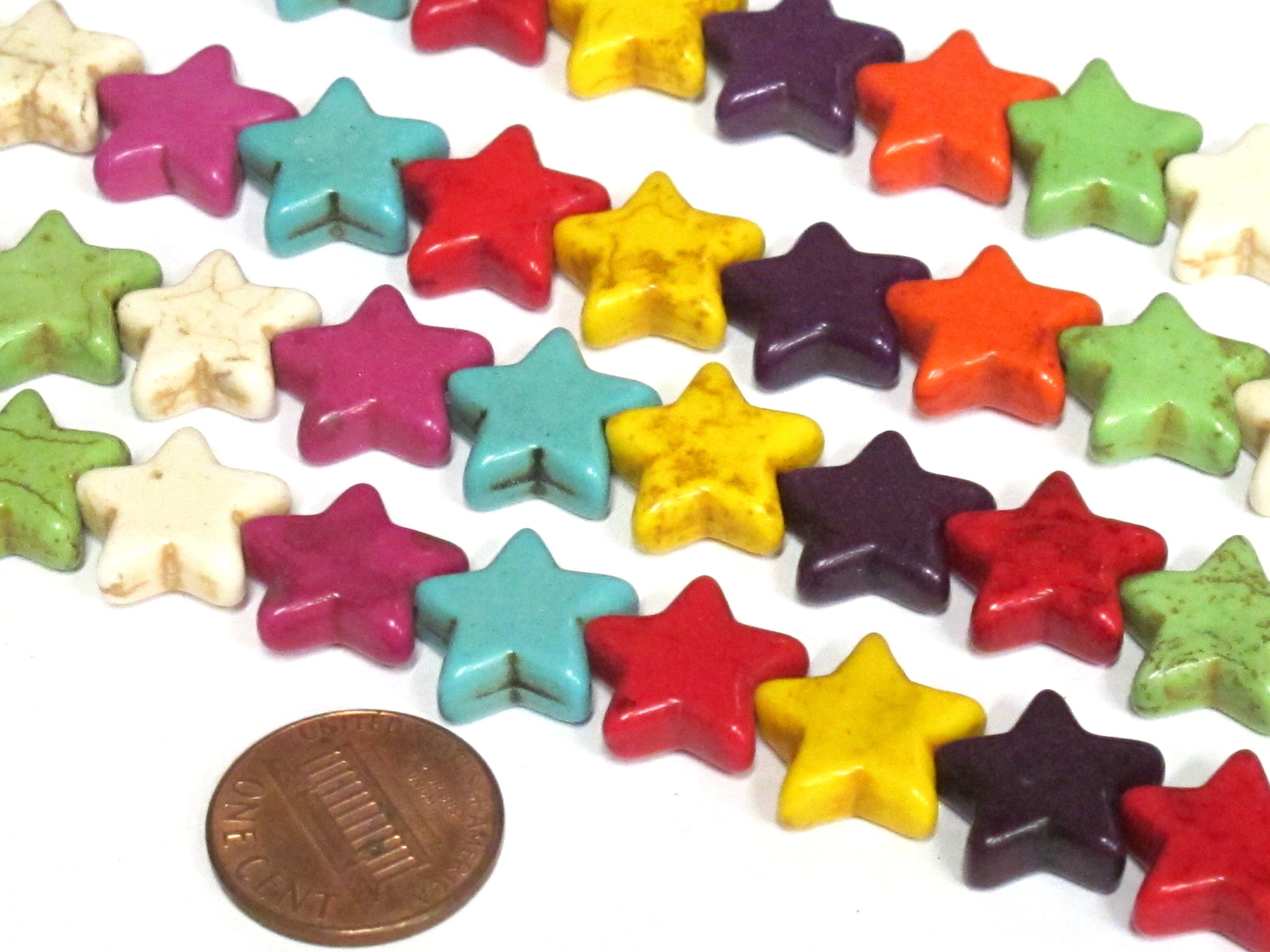Star beads 1 Full strand - 30 beads mix colors Star shape howlite beads 15 inches strand - GM183R