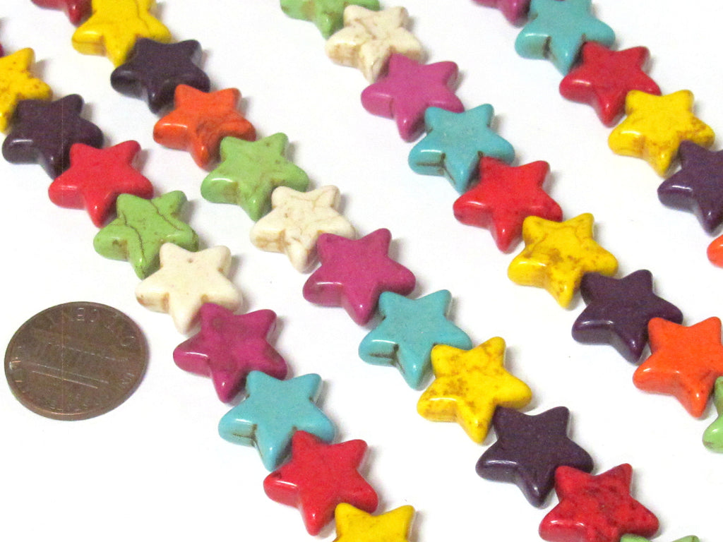 Star beads 1 Full strand - 30 beads mix colors Star shape howlite beads 15 inches strand - GM183R