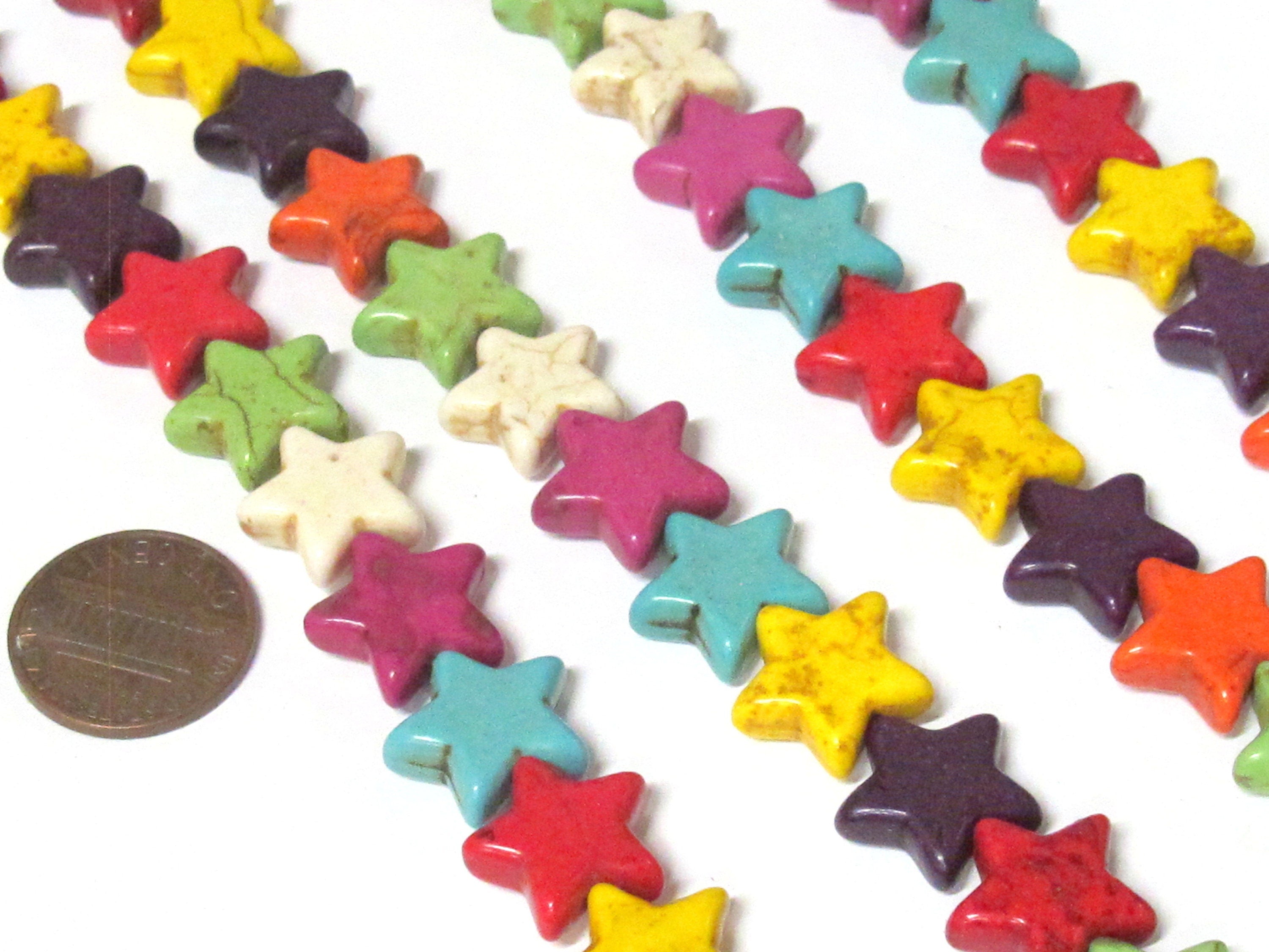 Star beads 1 Full strand - 30 beads mix colors Star shape howlite beads 15 inches strand - GM183R