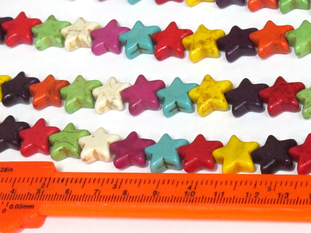 Star beads 1 Full strand - 30 beads mix colors Star shape howlite beads 15 inches strand - GM183R
