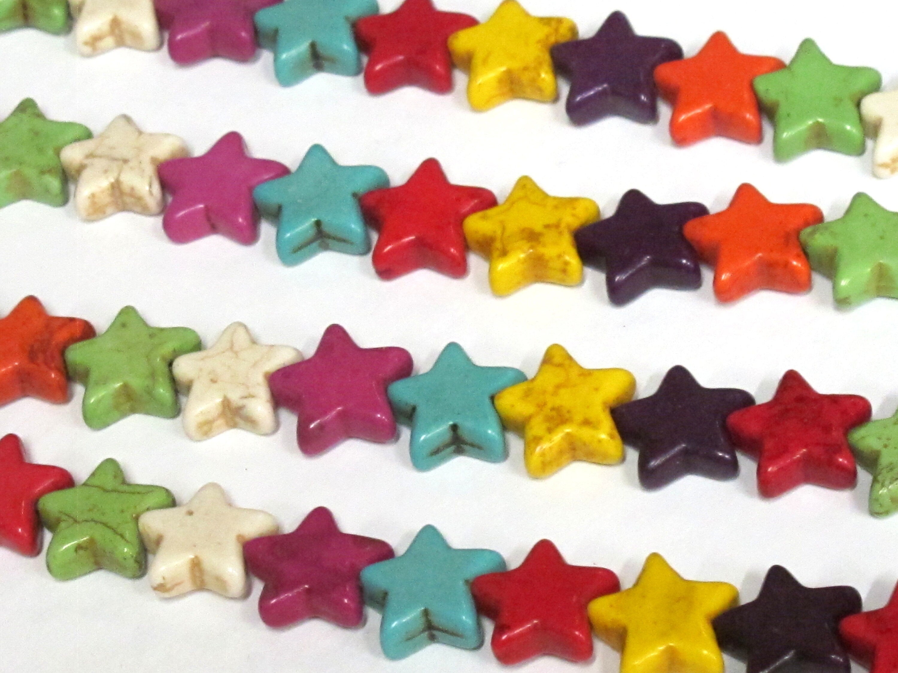 Star beads 1 Full strand - 30 beads mix colors Star shape howlite beads 15 inches strand - GM183R