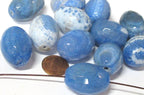 6 Beads - Agate onyx gemstone beads Large heavy size faceted agate onyx blue color mix tones cylinder gemstone pendant beads lot - GM199K