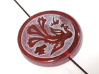 1 Bead - Tibetan dragon phoenix reversible etched agate disc shape gemstone bead - BD161