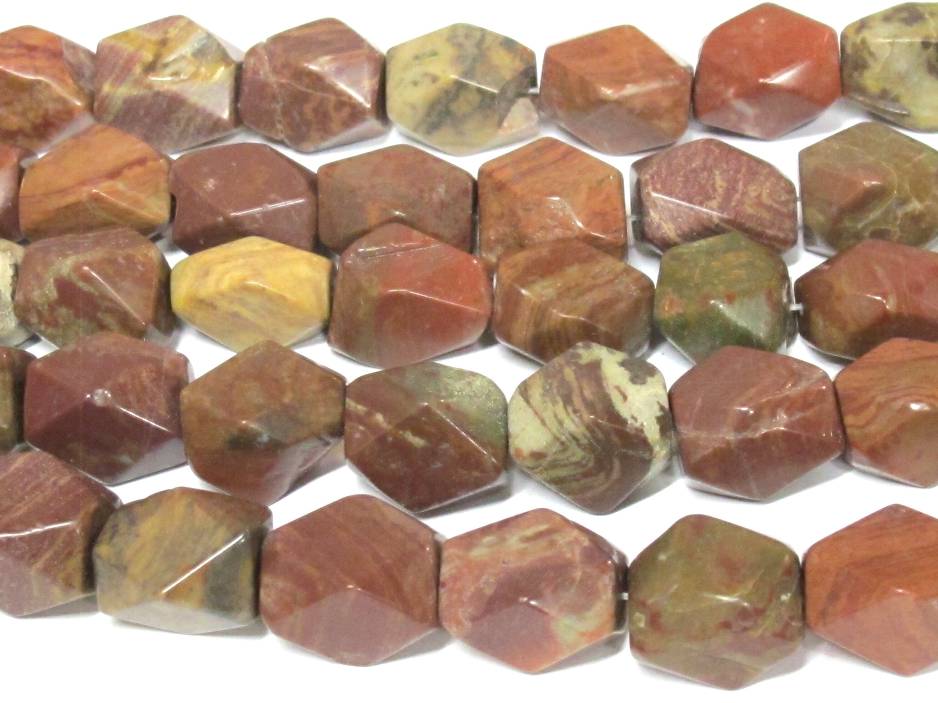 10 BEADS - Natural Agate thick chunky Faceted gemstone beads - GM276R