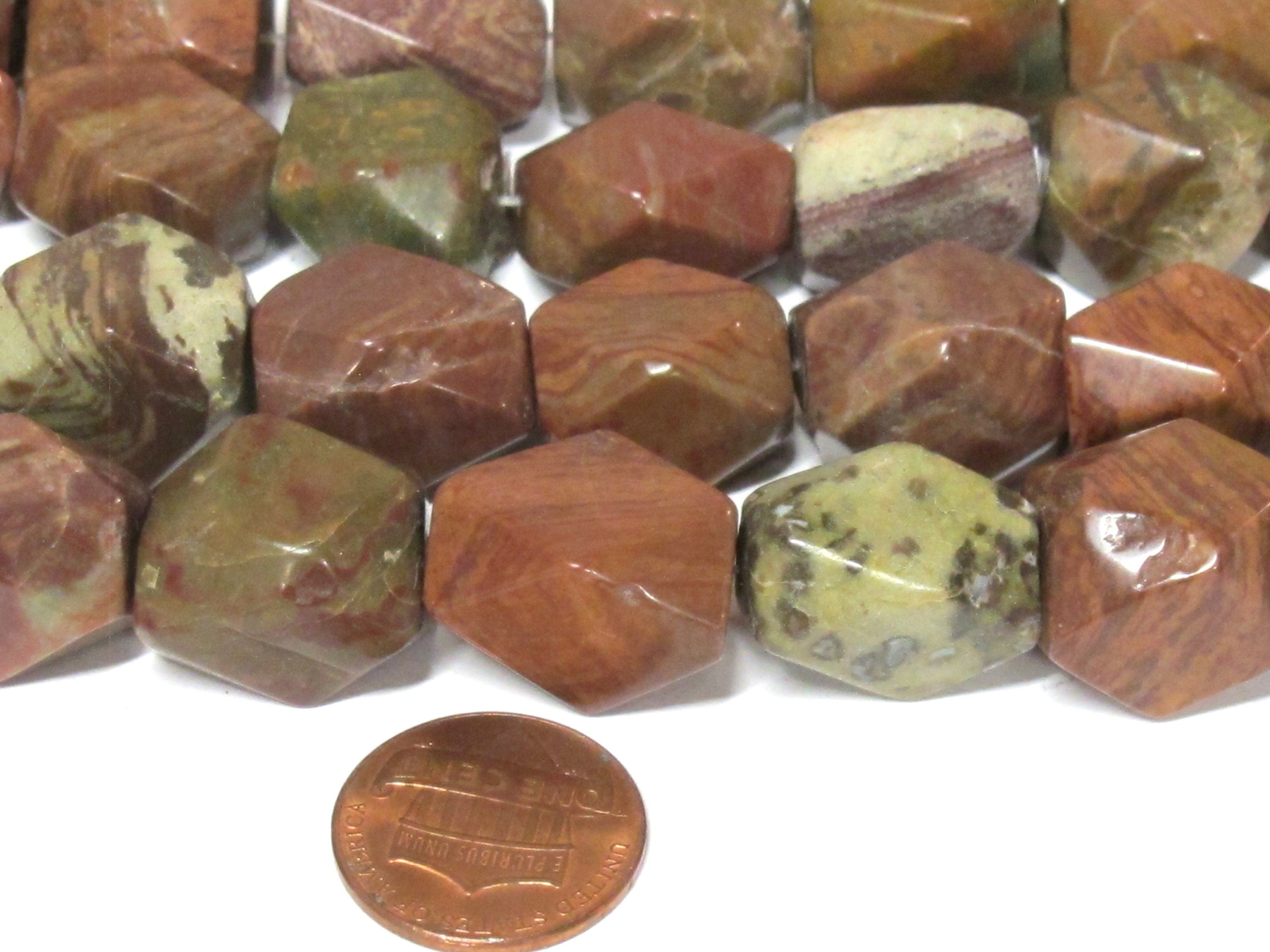 10 BEADS - Natural Agate thick chunky Faceted gemstone beads - GM276R
