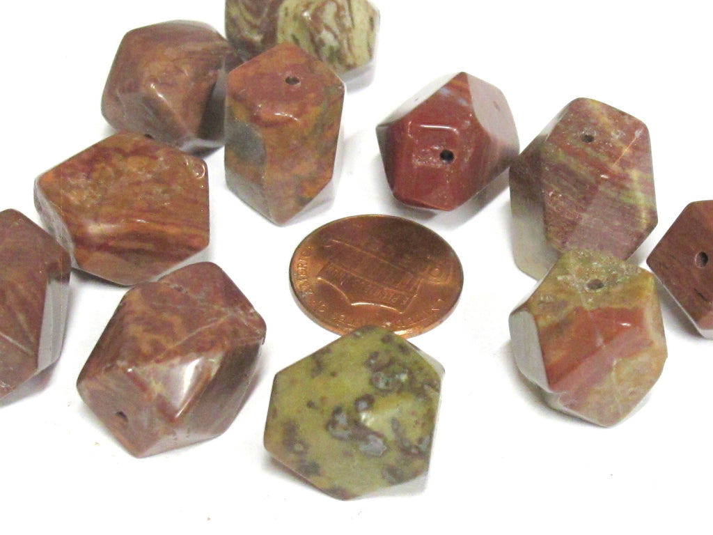 10 BEADS - Natural Agate thick chunky Faceted gemstone beads - GM276R