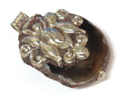 Beautiful Tibetan earthy agate gemstone pendant with deer butterfly reversible design - PM206D