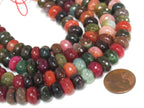 10 beads - Faceted abacus fire agate veins colorful gemstone beads- 10mm - GM449