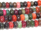 10 beads - Faceted abacus fire agate veins colorful gemstone beads- 10mm - GM449