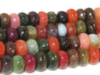 10 beads - Faceted abacus fire agate veins colorful gemstone beads- 10mm - GM449