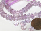8 beads - High Quality Microfaceted amethyst gemstone rondelle beads - GM236T