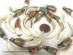 1 Pendant - Tibetan Brass encased Naga Conch shell pendant with turquoise inlay - SP064