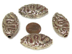 1 Bead - Large Reversible Tibetan silver color finish filigree snake design focal pendant bead - BD395K