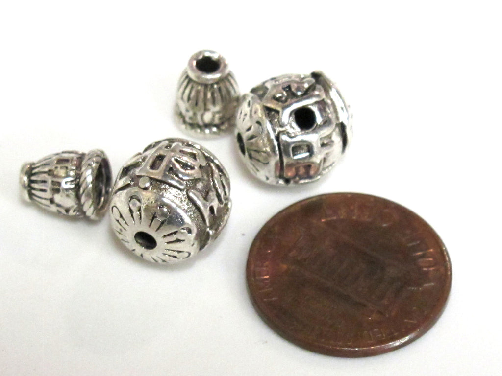 3 Guru beads - Tibetan silver 3 hole Om mantra 10-11 mm size Guru Bead with Om mantra column bead - GB069s