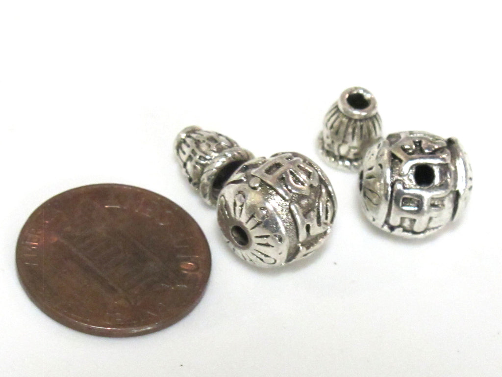 3 Guru beads - Tibetan silver 3 hole Om mantra 10-11 mm size Guru Bead with Om mantra column bead - GB069s