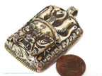 1 Pendant - Ethnic nepal recycled cattle bone pendant Large size carved ethnic Tibetan Nepal Mahakala protector bone pendant -- PB119
