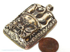 1 Pendant - Ethnic nepal recycled cattle bone pendant Large size carved ethnic Tibetan Nepal Mahakala protector bone pendant -- PB119