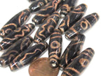 10 Beads - Tibetan dzi design glass beads from Nepal - AB070A