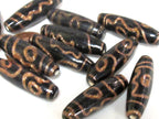 10 Beads - Tibetan dzi design glass beads from Nepal - AB070A