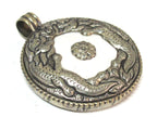 Tibetan pendants - Exotic naga conch shell Tibetan antiqued silver double Dragon Tibetan pendant Nepal - PM246K