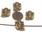 10 Beads - Reversible Light weight acrylic antiqued brown color Ganesha beads - BD661s