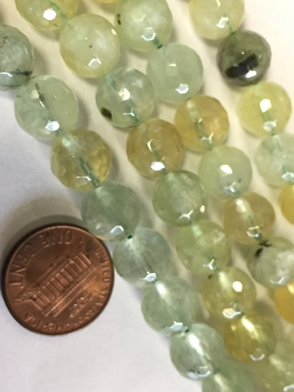 10 BEADS - Faceted Natural Prehnite gemstone beads 10 mm size green color - GM244A