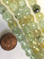 10 BEADS - Faceted Natural Prehnite gemstone beads 10 mm size green color - GM244A