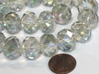 4 beads - Beautiful Large 15-16 mm size Faceted rondelle shape clear shiny color AB crystal glass beads - AB053K