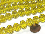 5 beads - Beautiful Large 15 mm size Faceted rondelle shape honey yellow shiny color AB crystal glass beads - AB033K