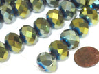 8 beads - Large 15 mm size Faceted beautiful rondelle shape shiny color AB crystal glass beads - AB016K
