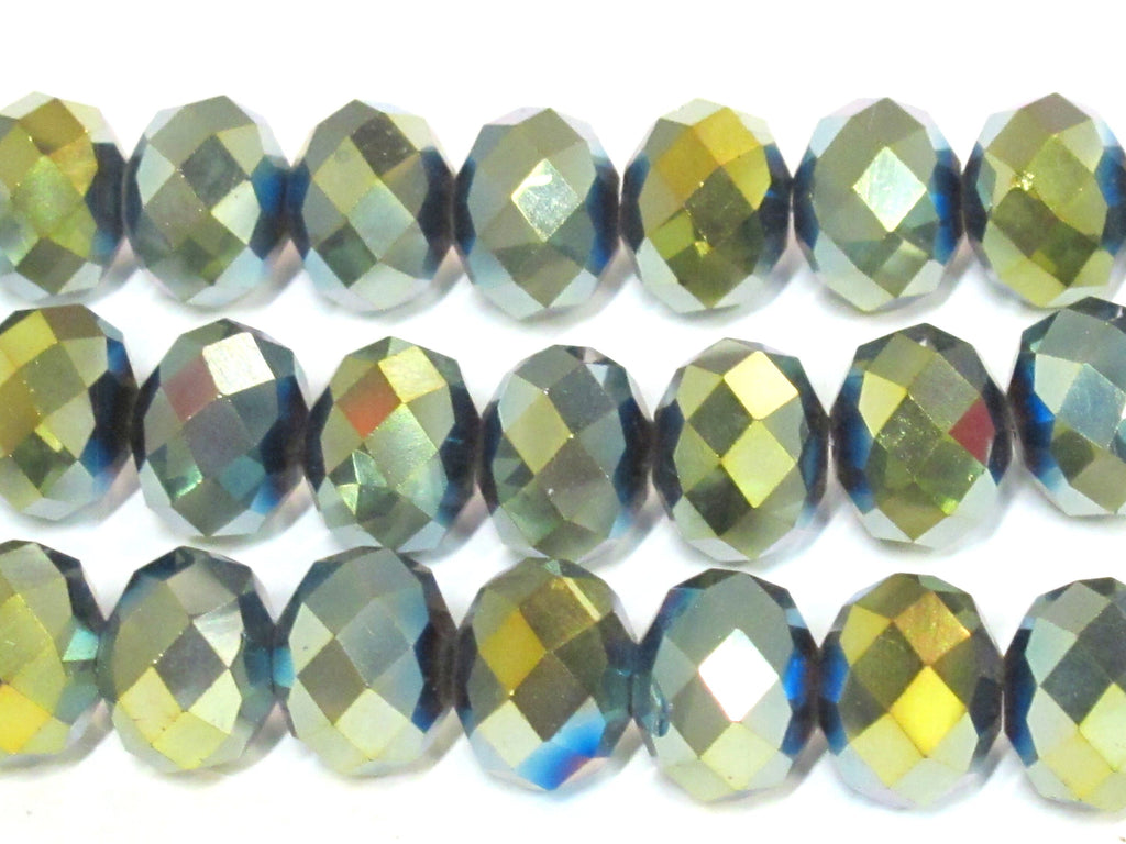 8 beads - Large 15 mm size Faceted beautiful rondelle shape shiny color AB crystal glass beads - AB016K