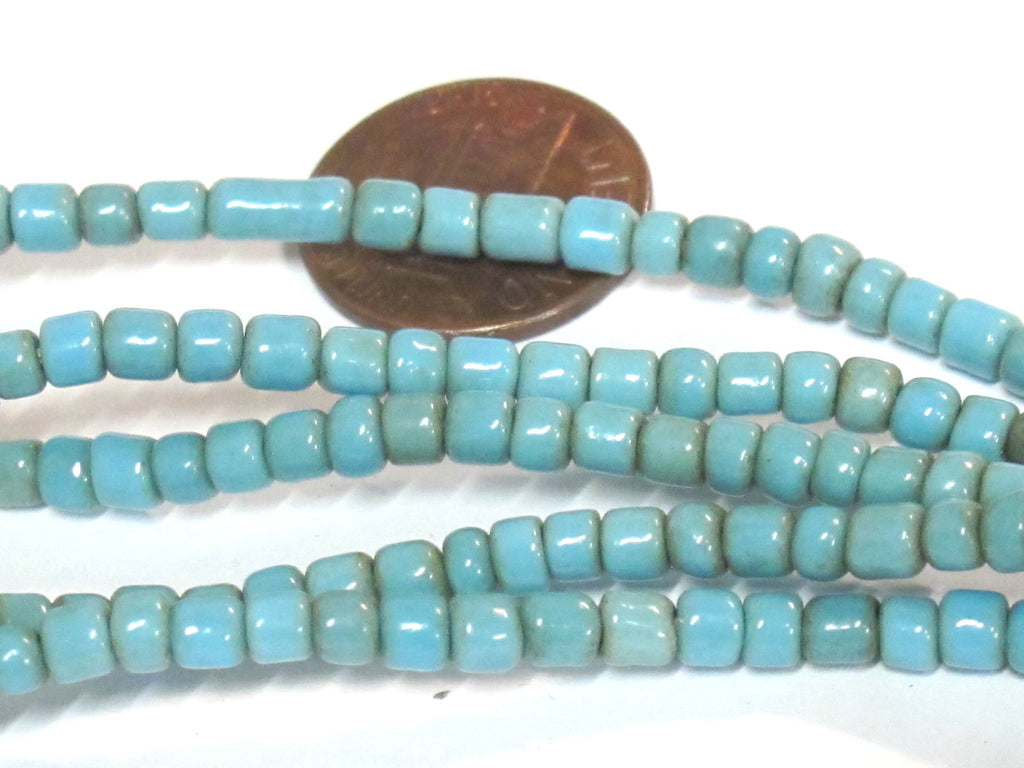 1 full strand - 24 inches long - Ghana blue color african glass beads - 150 plus beads - AB004