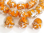 10 BEADS - Orange color silver color swirl glass beads - AB026