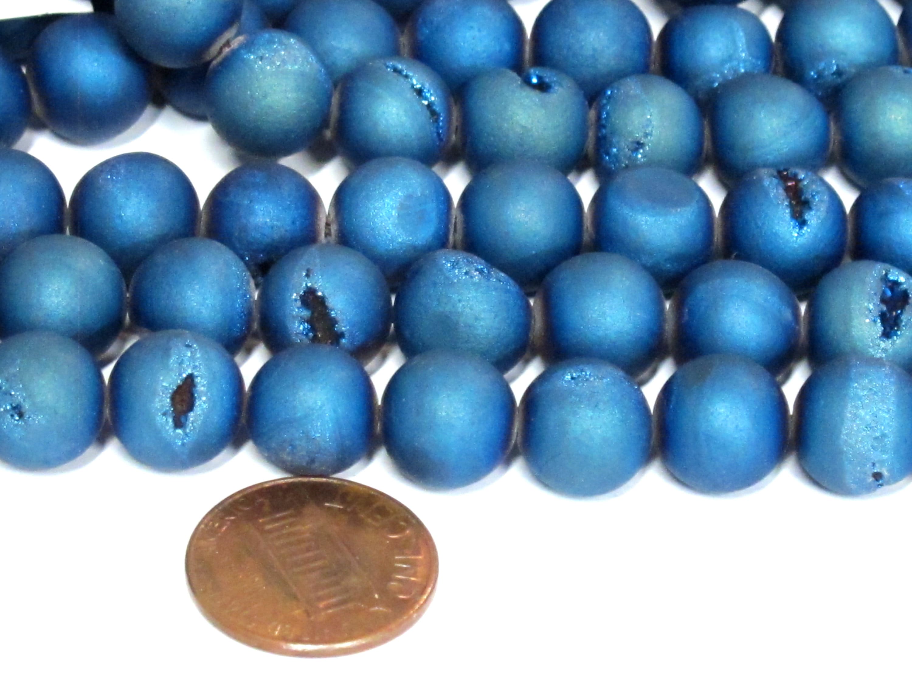 1 strand - 35 beads - 10 mm size - Beautiful Metallic blue color druzy agate beads - GM344K
