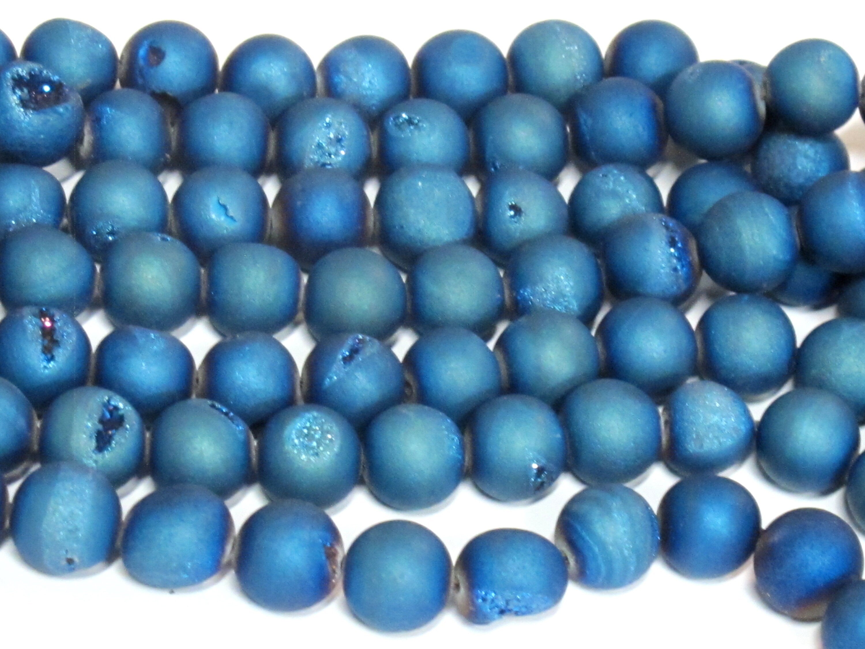 1 strand - 35 beads - 10 mm size - Beautiful Metallic blue color druzy agate beads - GM344K