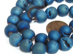 1 strand - 35 beads - 10 mm size - Beautiful Metallic blue color druzy agate beads - GM344K