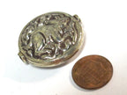 1 Bead - Large size Tibetan antiqued silver color finish repousse rabbit design focal bead - BD424B
