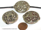 1 Bead - Large size Tibetan antiqued silver color finish repousse rabbit design focal bead - BD424B