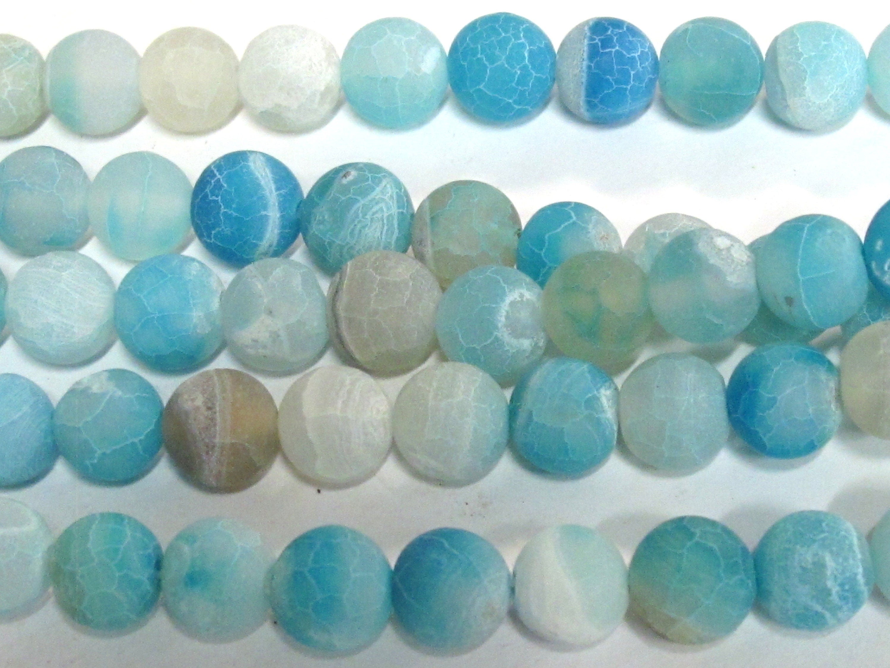 10 BEADS - Fire agate cool blue dragon veins gemstone beads 10 mm - GM353