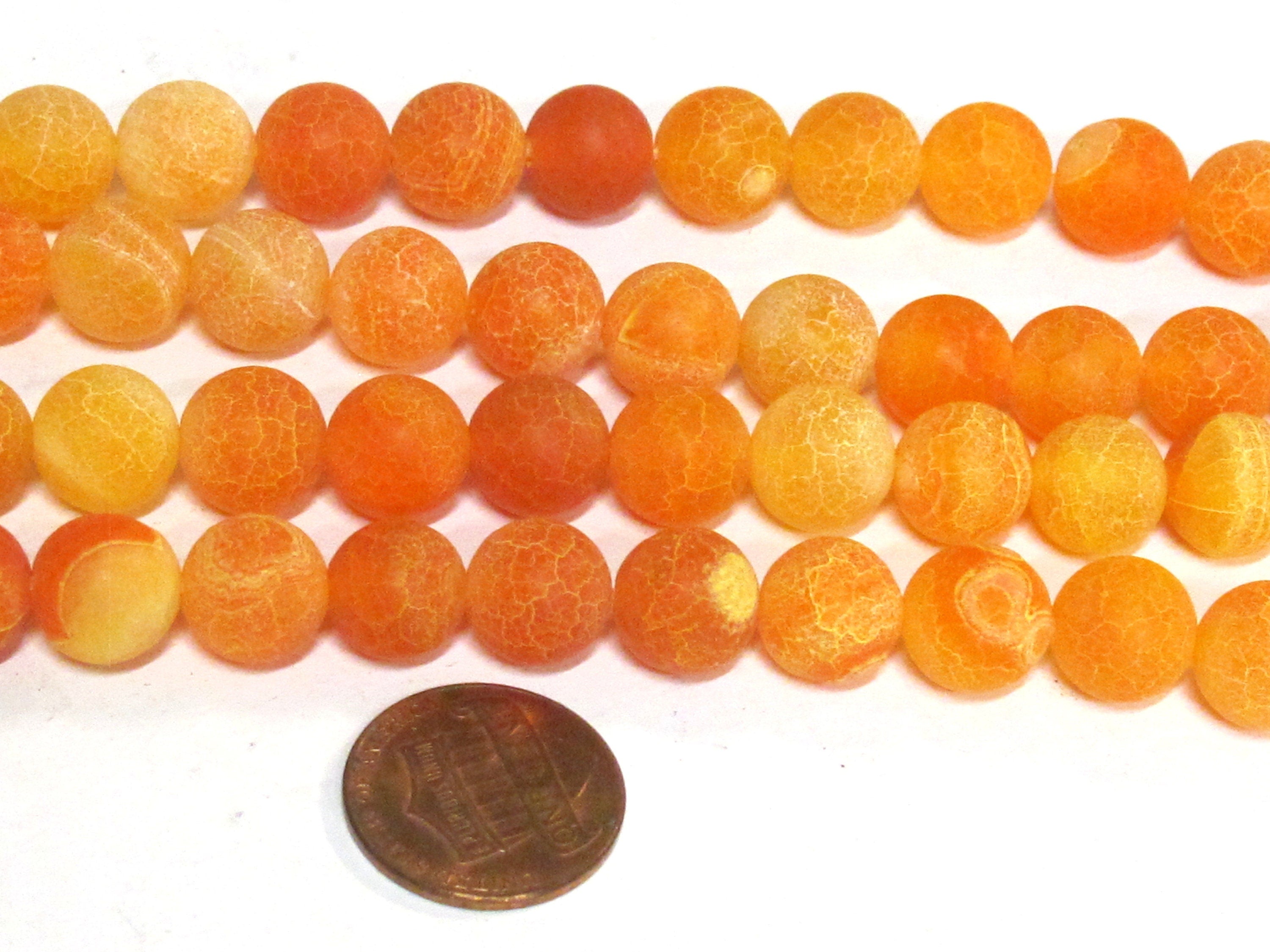 10 BEADS - Fire agate mix orange fall colors dragon veins gemstone beads 10 mm - GM380R
